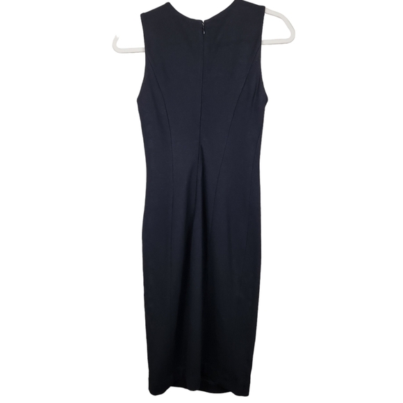 Calvin Klein Black Ruffled Zipper Floral Rose Shealth Dress LBD Women's Size 2 - Picture 4 of 12